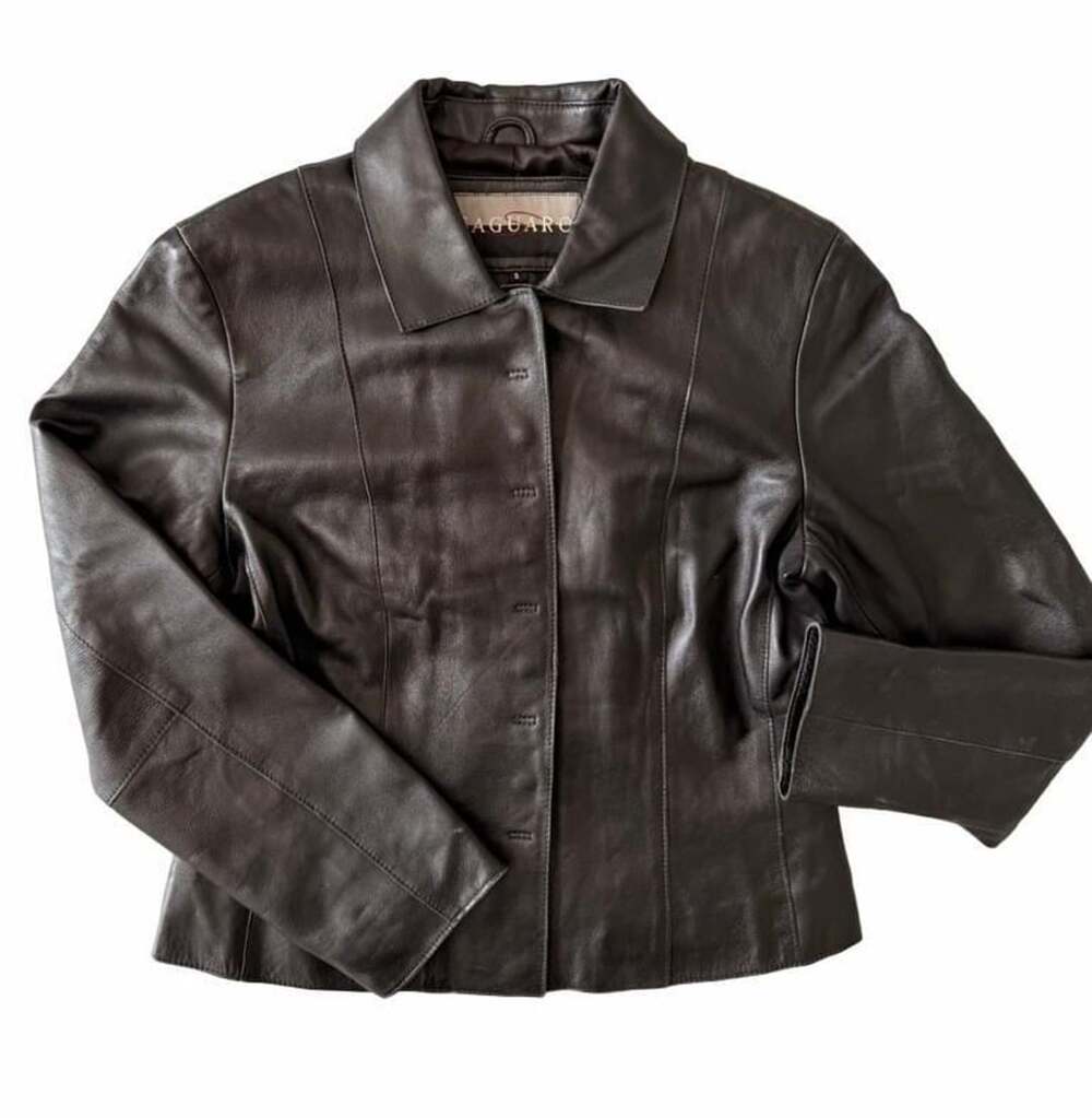 SAGUARO Leather Jacket Size S Black Genuine Leather
